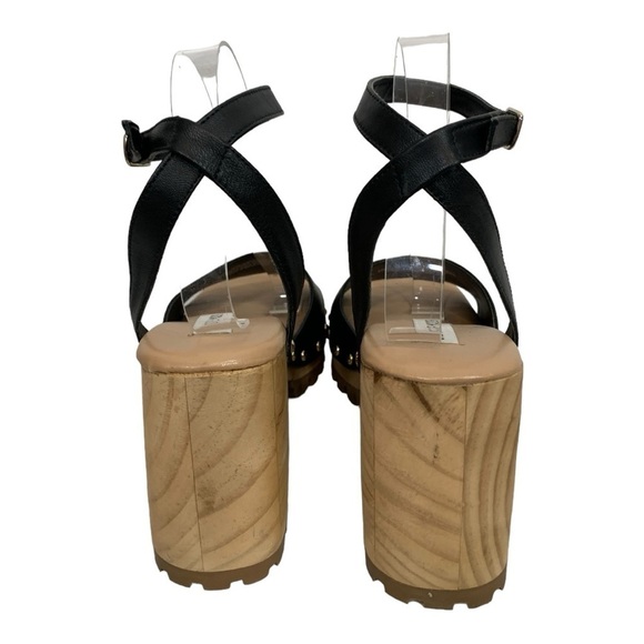 Steve madden Ocala Platform Wooden Sandals Black Size 10 - Picture 5 of 11